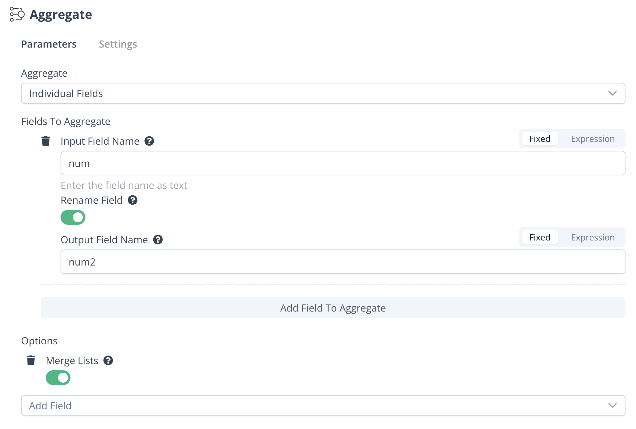 Aggregate Node Configuration