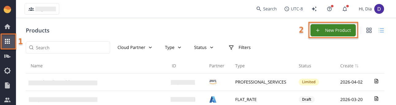 + New Product button in the Suger Console