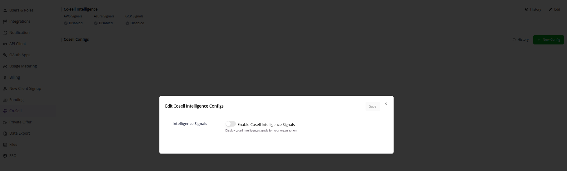 Co-sell Intelligence section with the Edit button