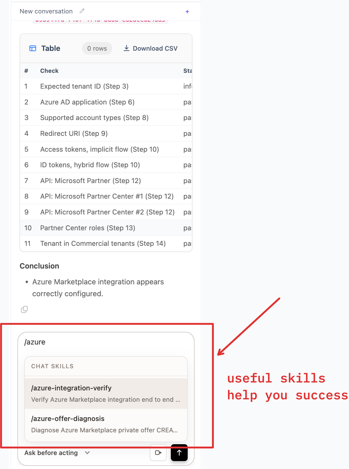 Slash command menu with Suger skills