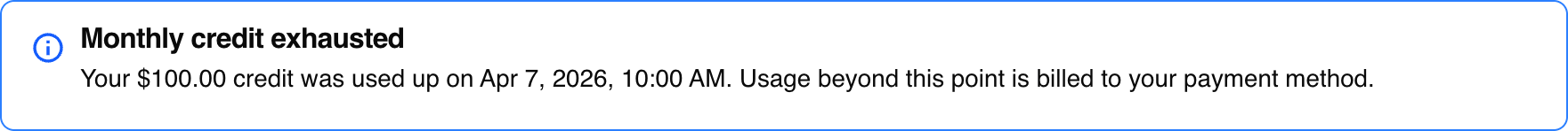 Blue credit exhaustion alert