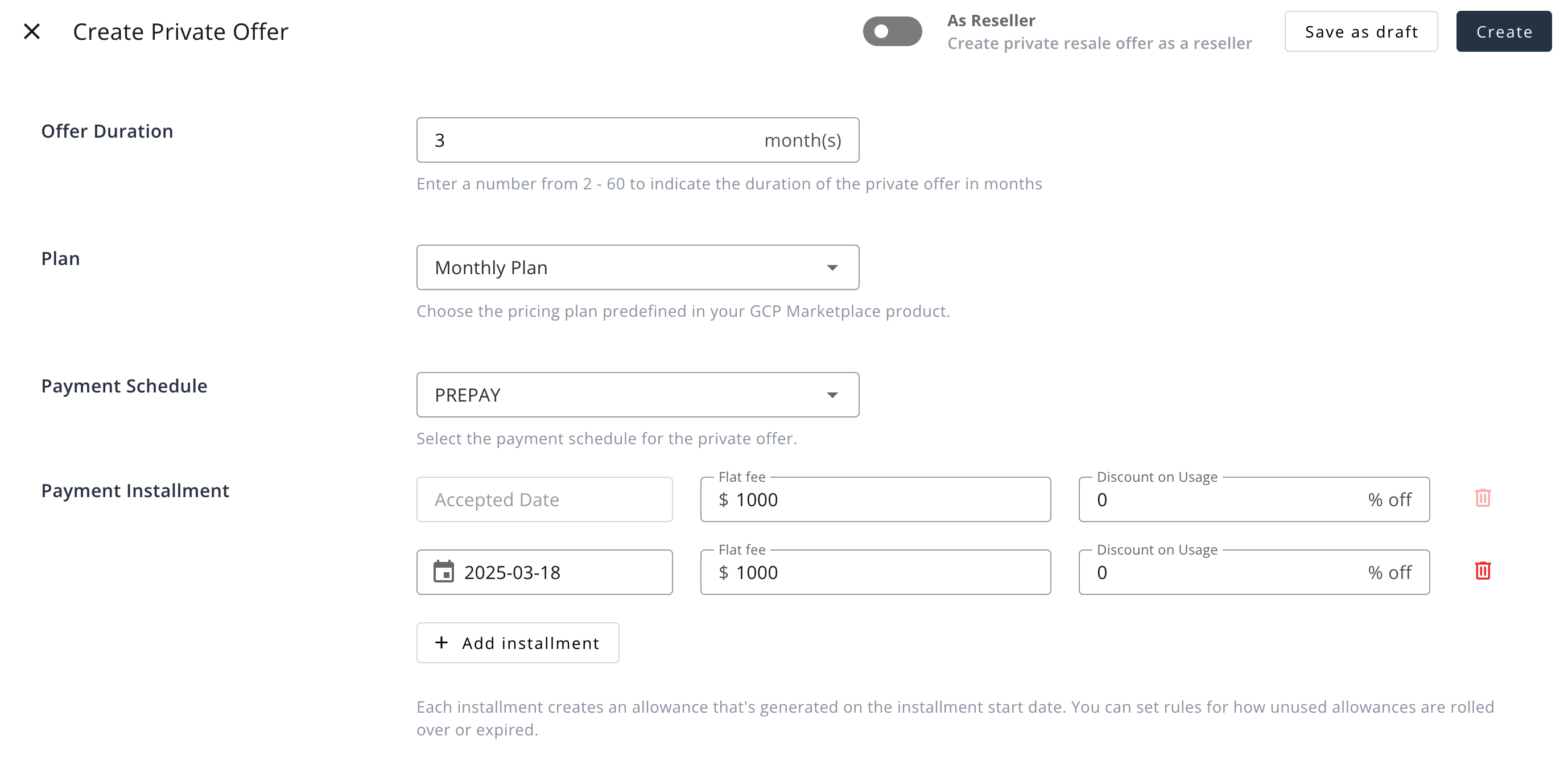 Prepay Example
