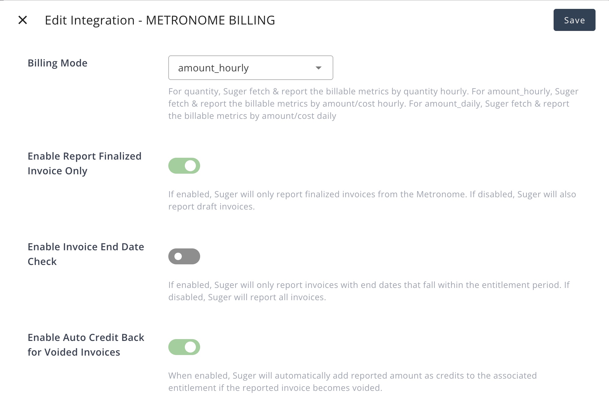 Metronome Integration Amount Options
