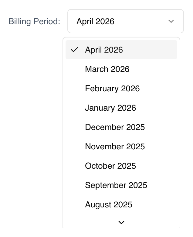 Month selector dropdown